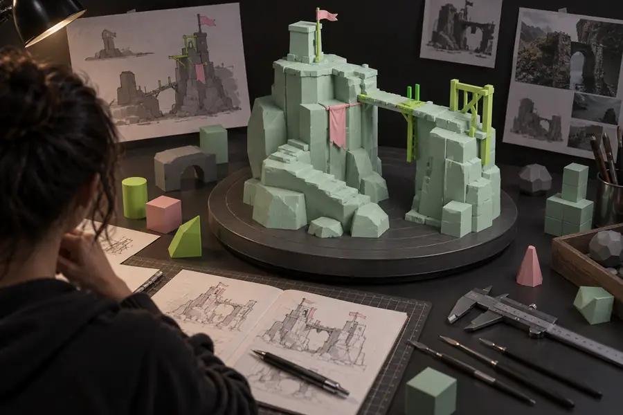 Early 3D concept before refinement