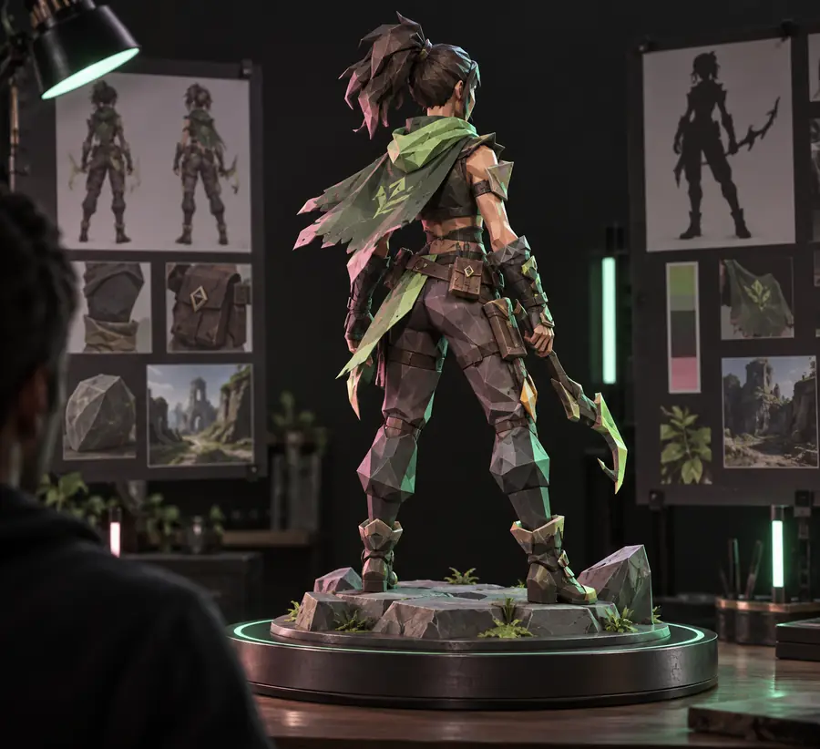 Refined low-poly character model with texture