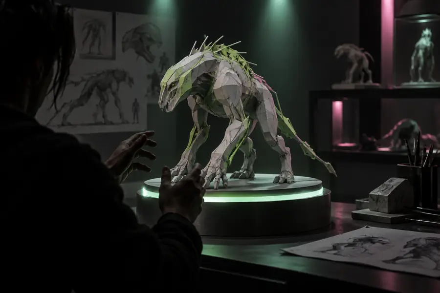 Early concept view used to assess a generated 3D asset